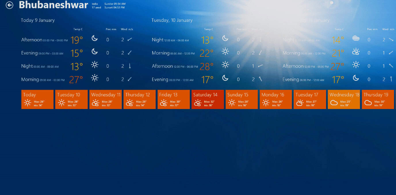 home page of storm weather app. 13 Best Weather Gadget for Windows 10