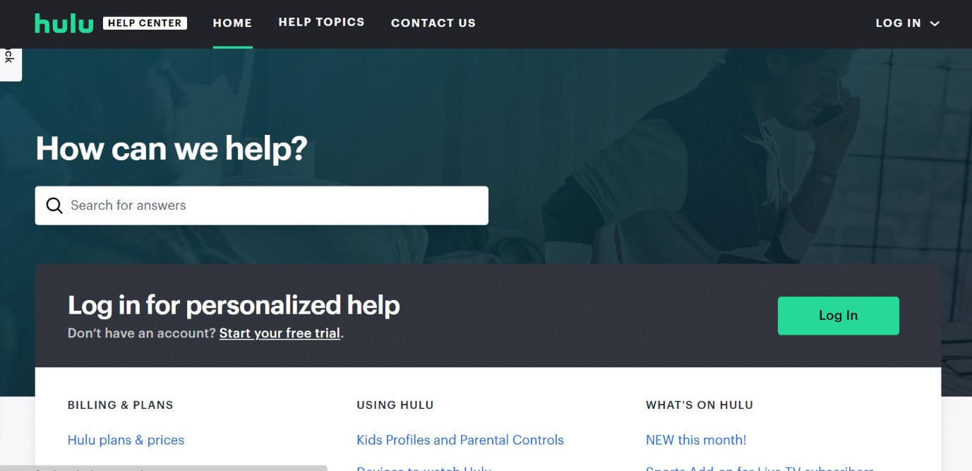 HULU SUPPORT PAGE