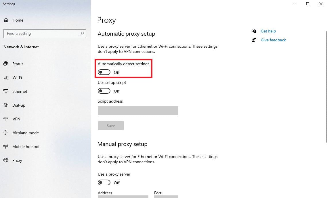 turn off the Automatically detect settings toggle. Fix Twitter not opening Windows 11