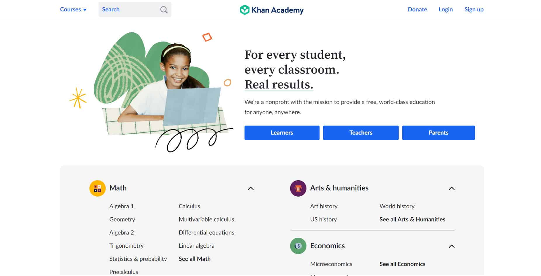 Khan Academy web page. 18 Best Websites like Chegg