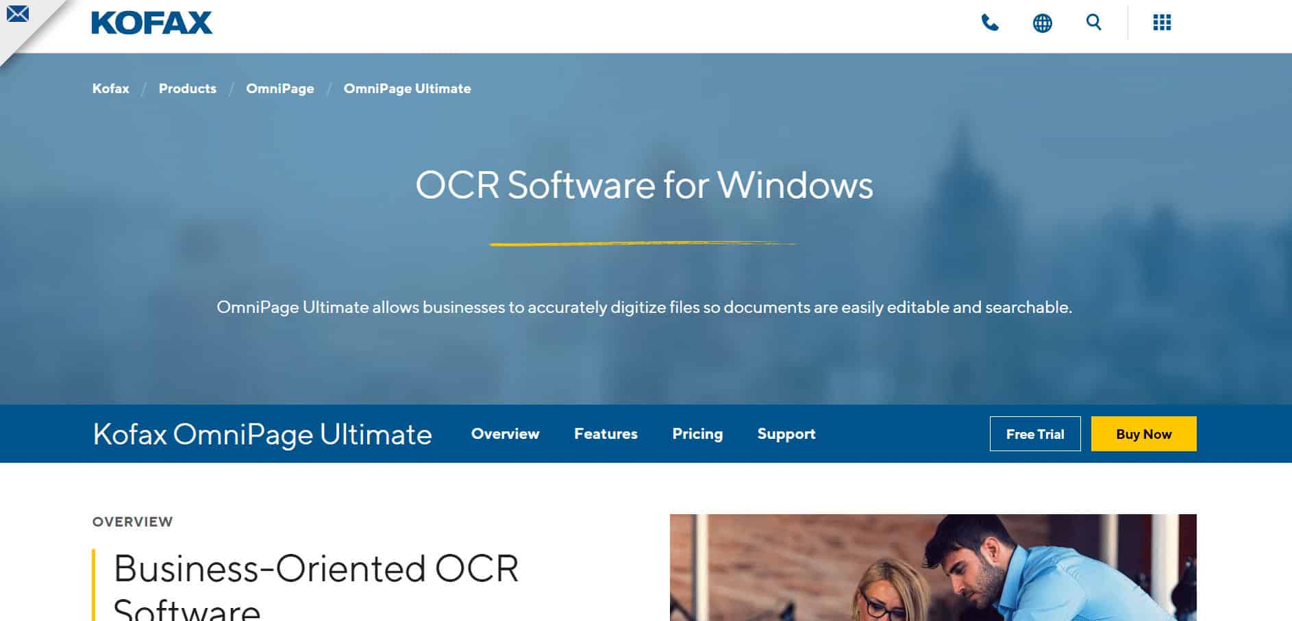 Kofax Omnipage webpage