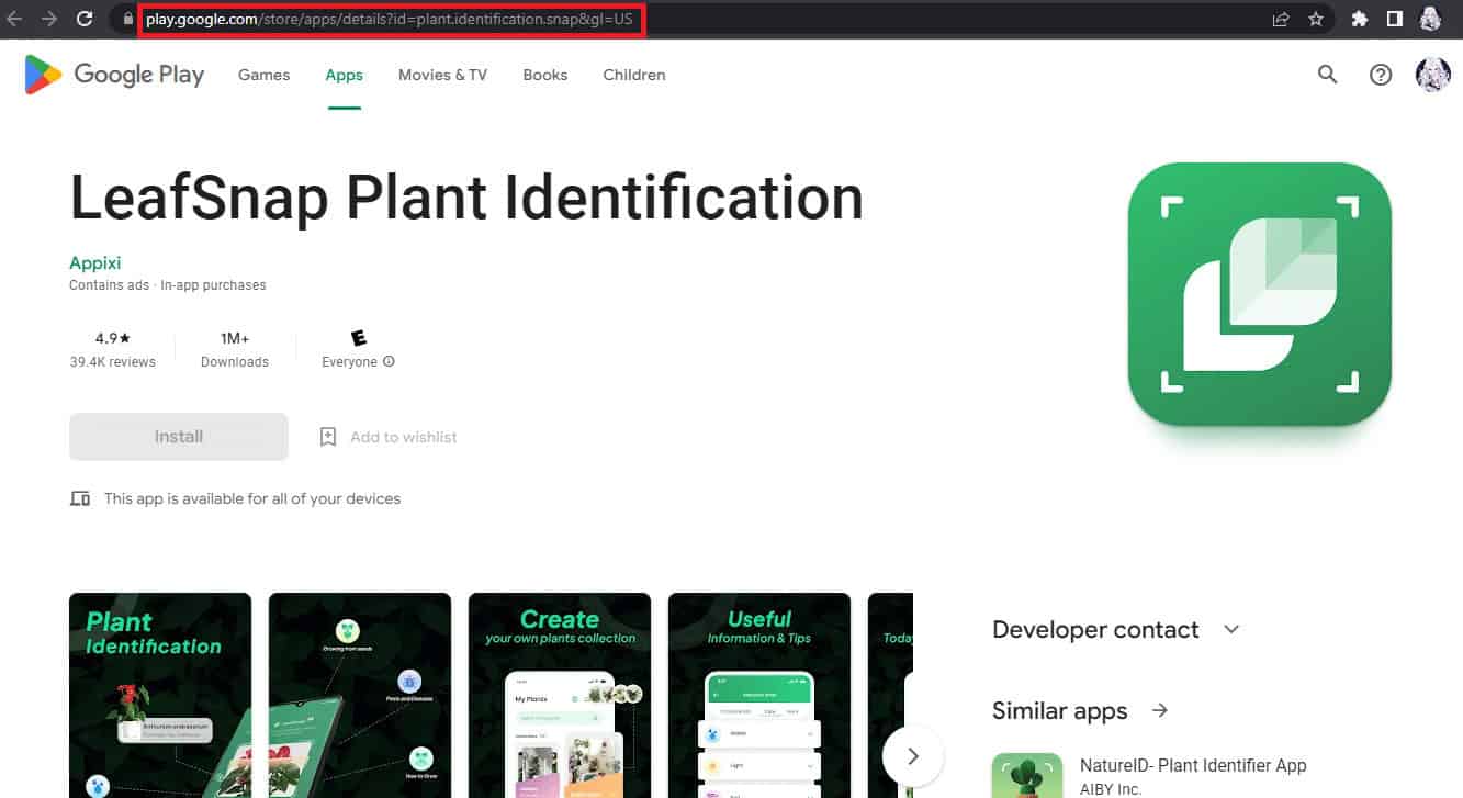 LeafSnap Plant Identification homepage