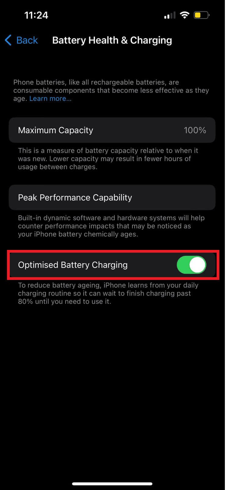 optimised battery charging