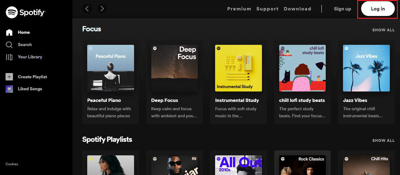 log in spotify