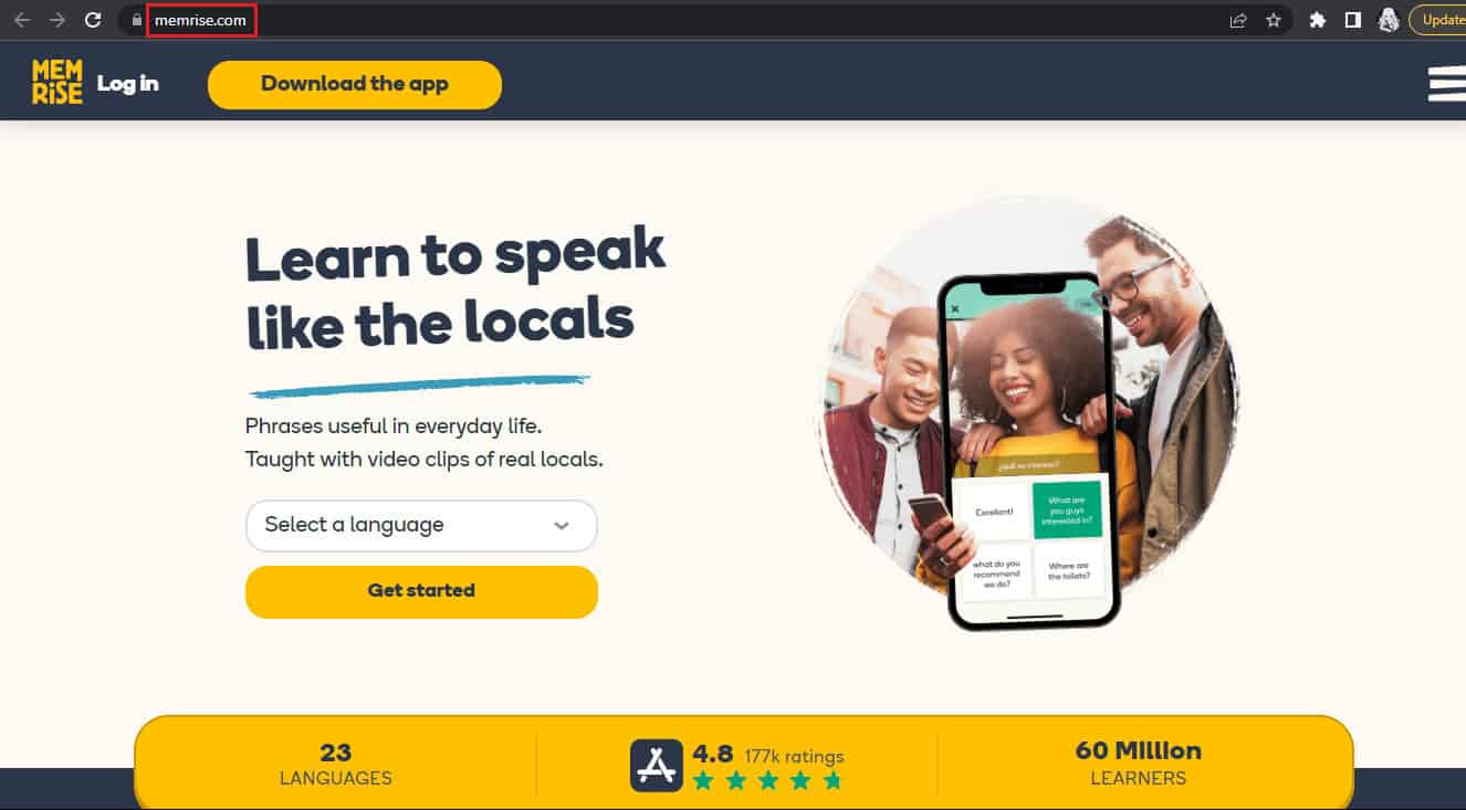 Memrise homepage