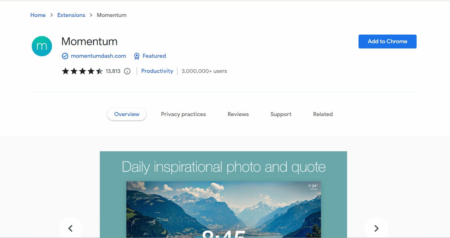 Momentum | Best Chrome extensions for college students