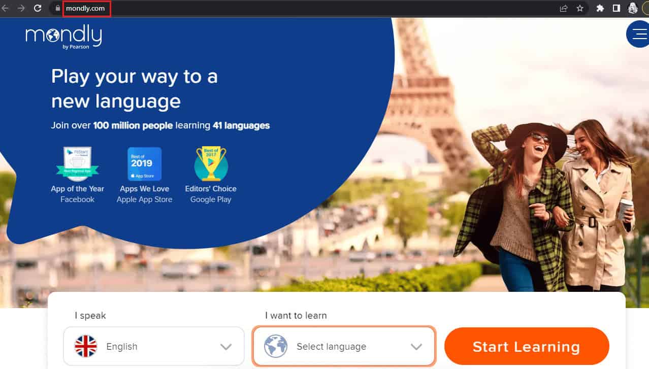 Mondly homepage. 17 Best Free App to Learn Korean for Beginners