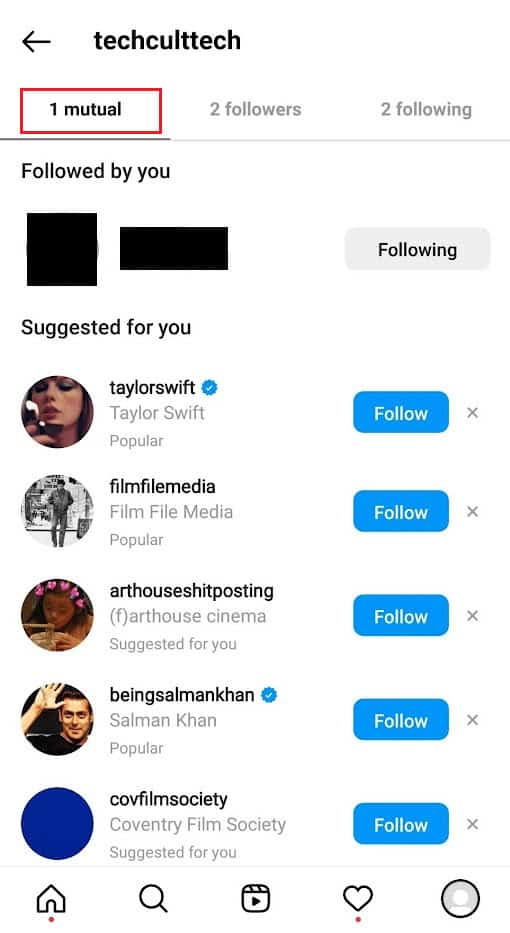 mutual section todiscover all Instagram users who you and your friend follows | hide common followers on Instagram
