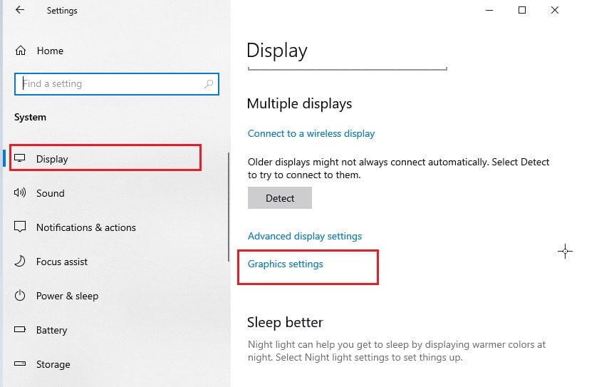 click on Graphics settings