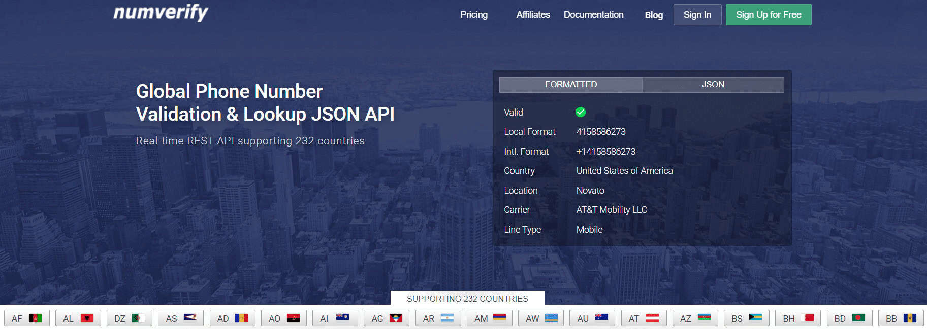Numverify website