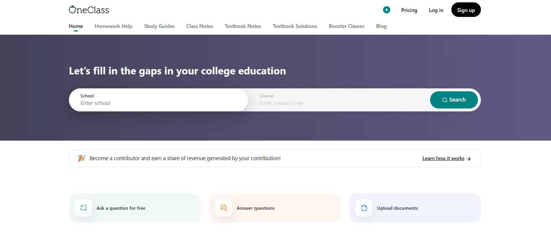OneClass web page