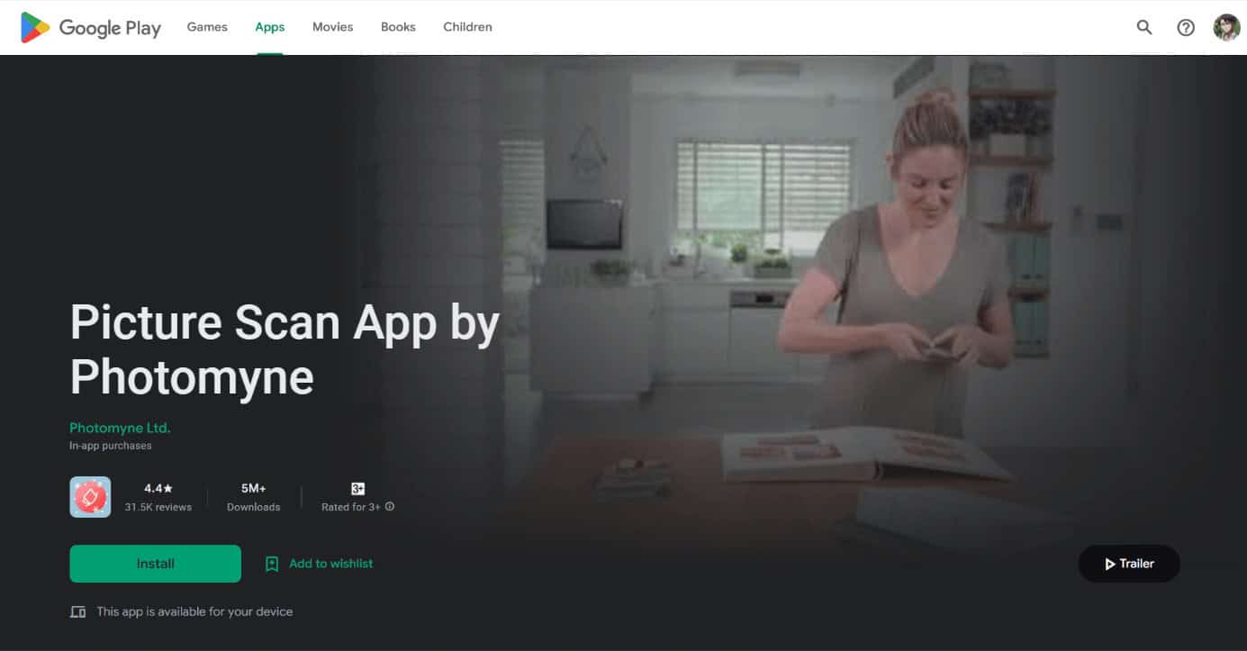 Photomyne in play store
