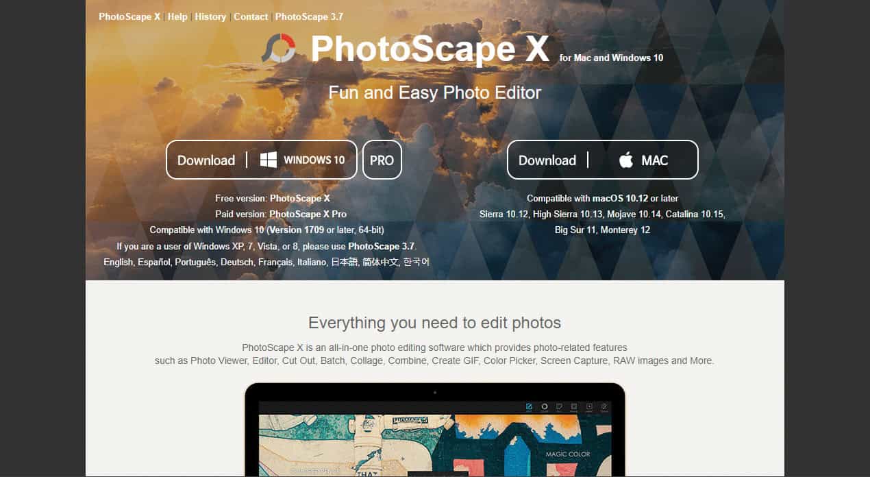PhotoScape X web page.png