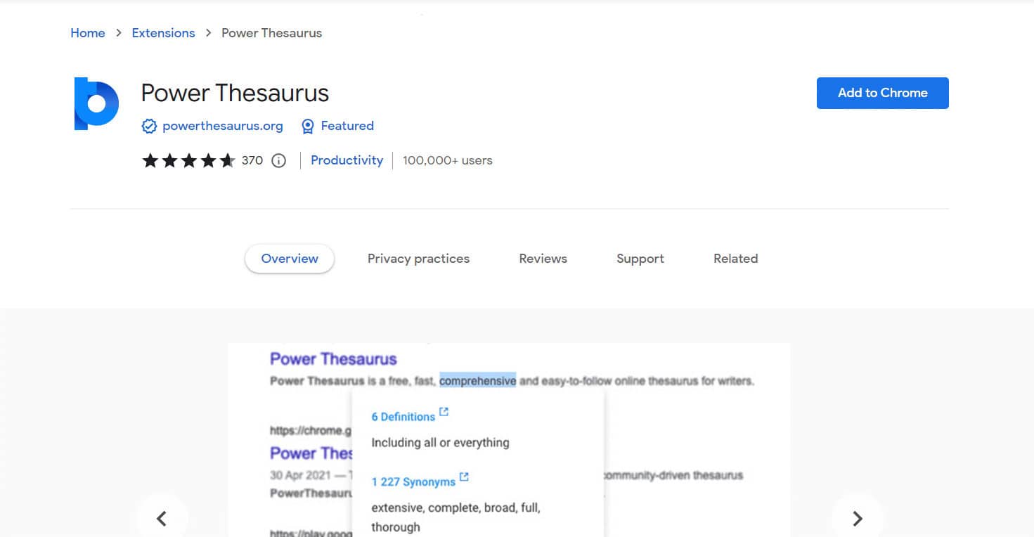 Power Thesaurus | Best Chrome extensions for college students