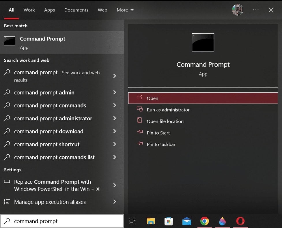 press the windows key and search command prompt