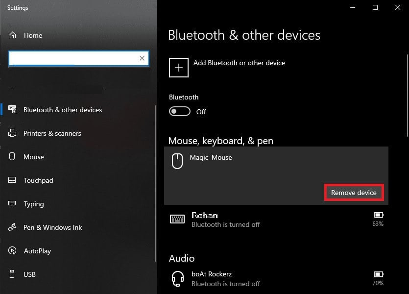 Re-Add Magic Mouse in Bluetooth Devices