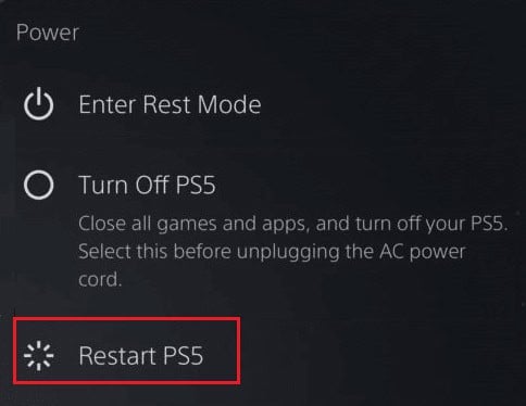 restart ps5 option | HBO Max not working on PS4 or PS5
