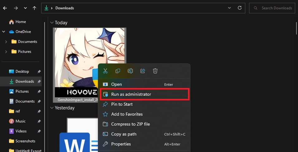 Run the file by right-clicking on it and then clicking on Run as administrator.