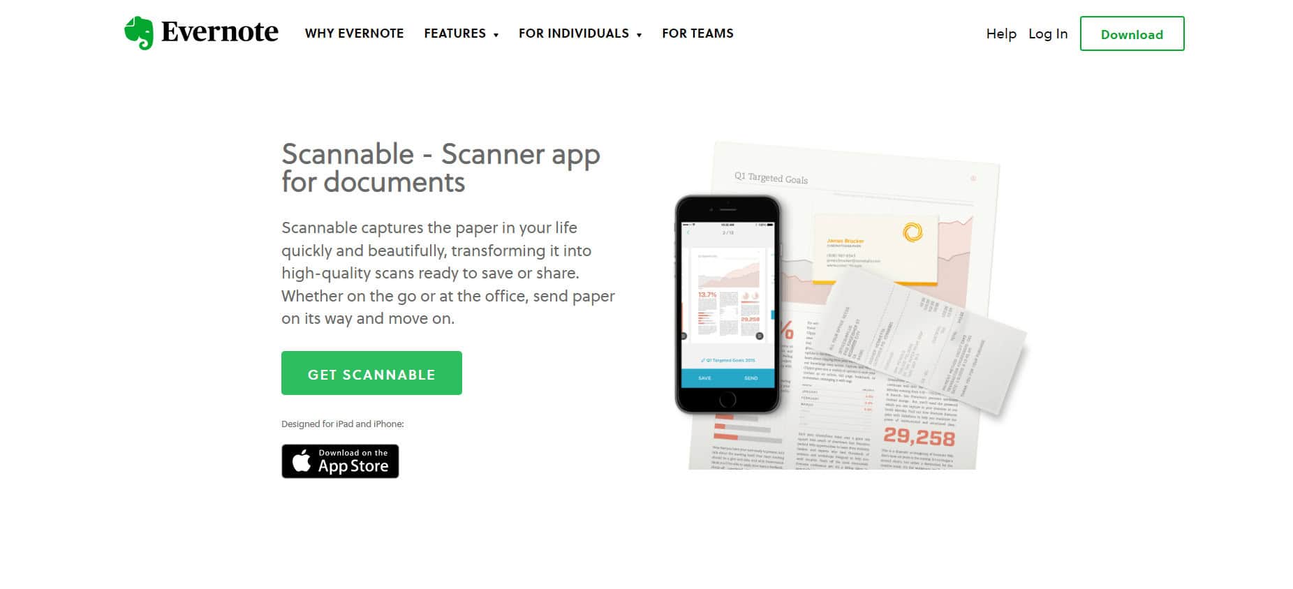 Evernote Scannable webpage