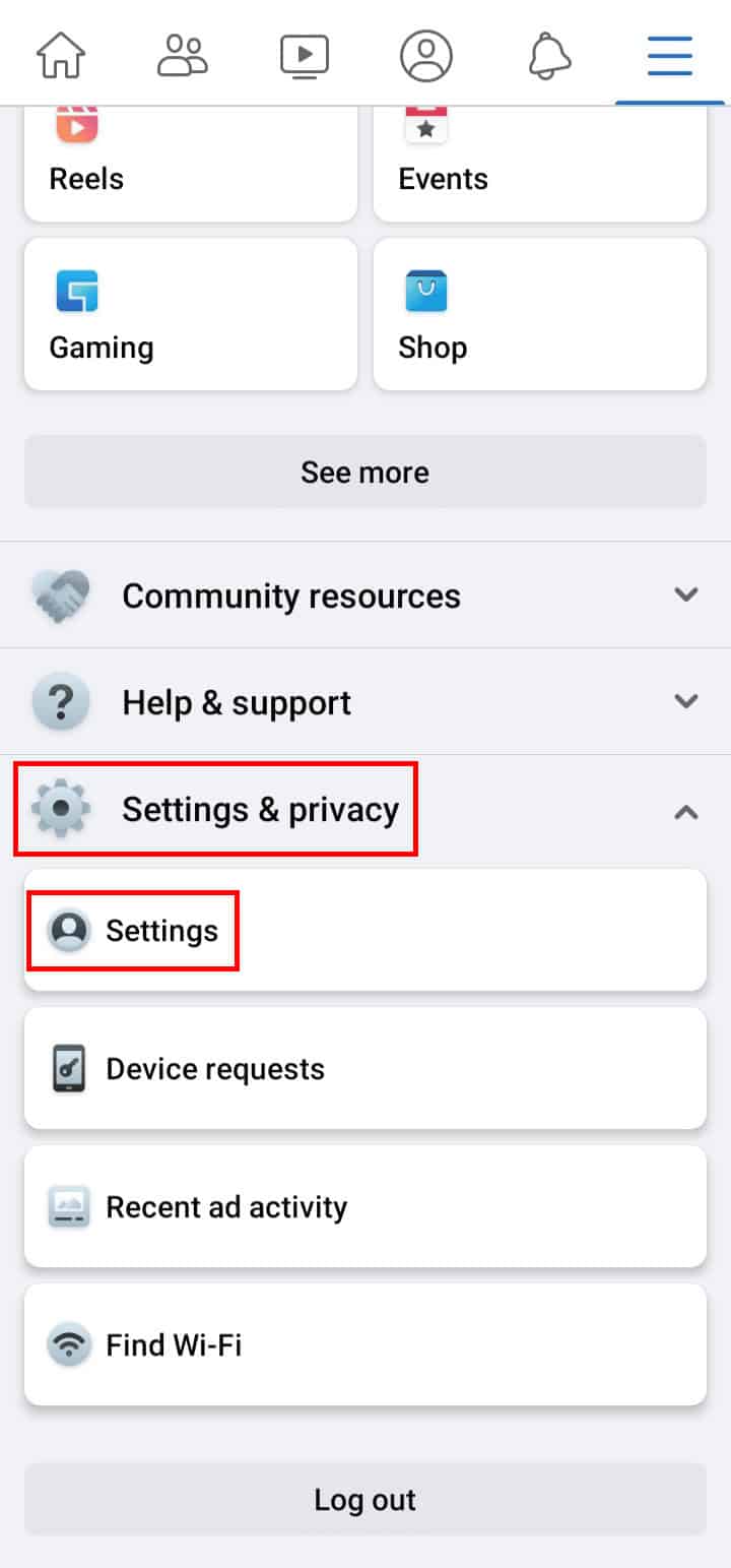 Settings & privacy - Settings