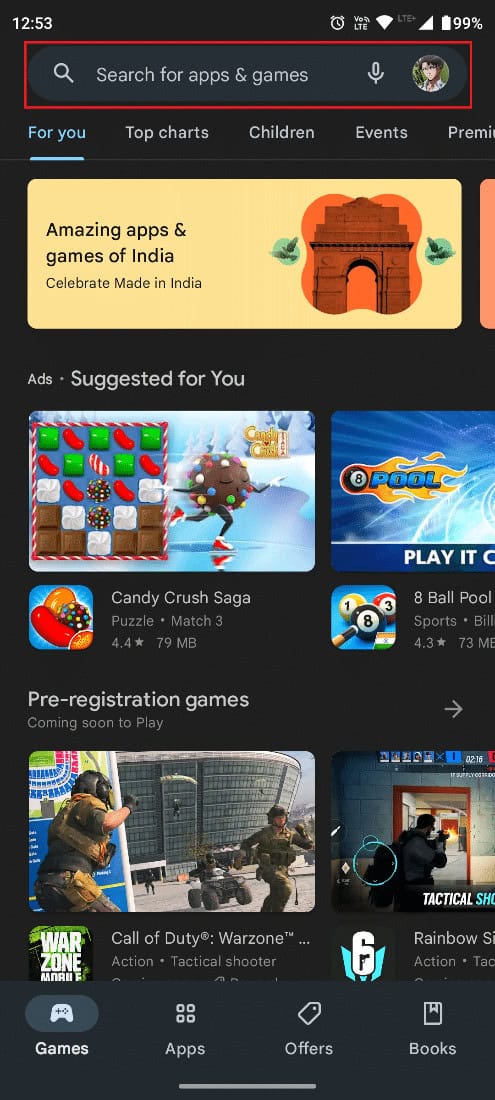 Search Among Us on the search bar