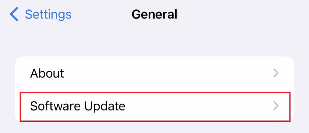 Select Software Update from the menu