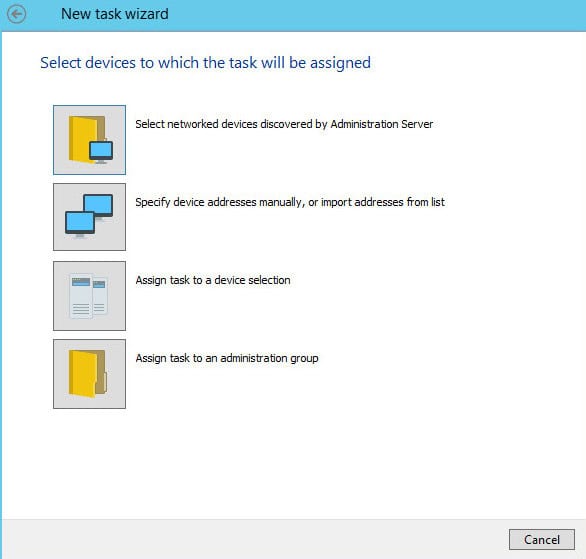 Select the devices to which the task will be applied