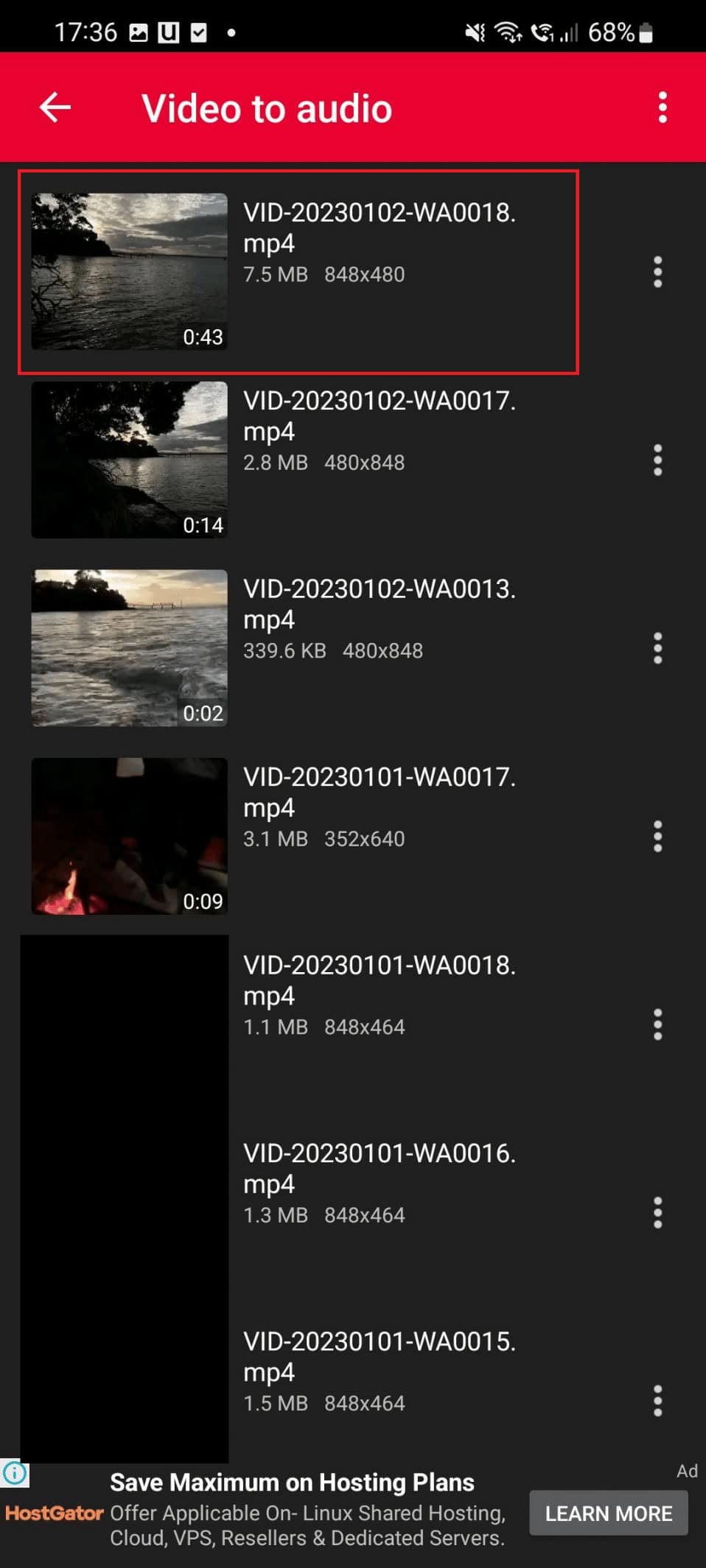 select the video on video to mp3 converter online
