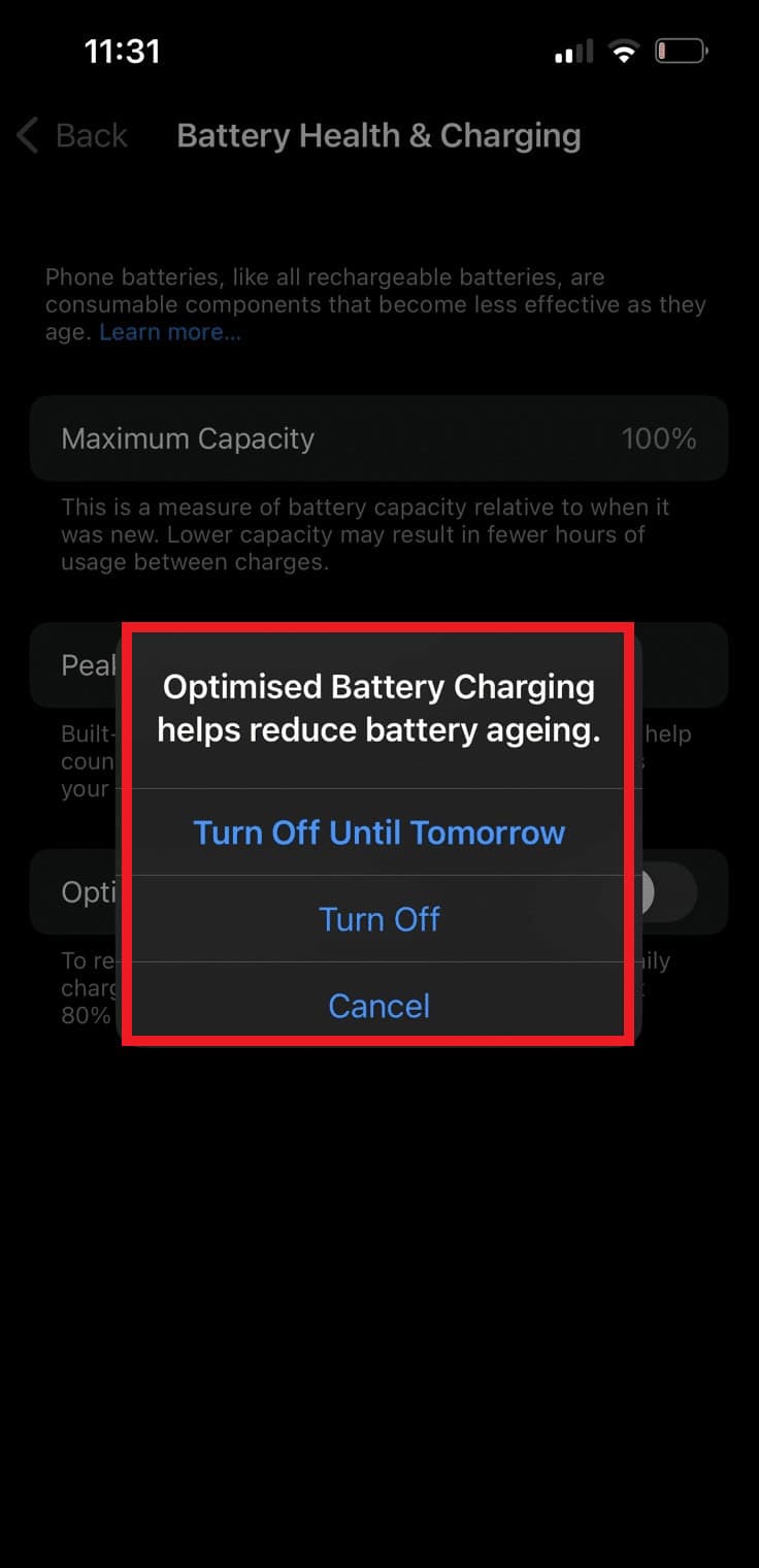 Select Turn Off Until Tomorrow or Turn Off depending on your preference.