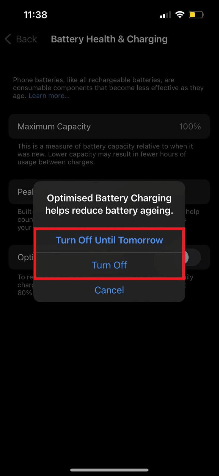 Select Turn Off Until Tomorrow or Turn Off depending on your preference.