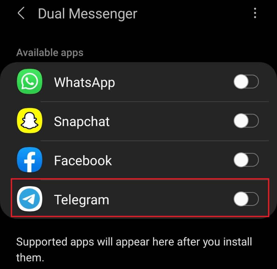 Selecting Telegram to clone