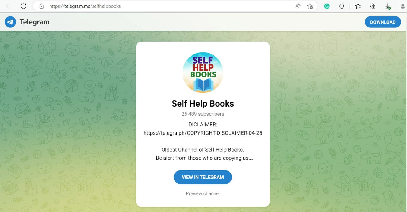Self help books channel on telegram
