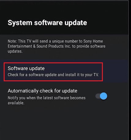 software update in sony smart tv