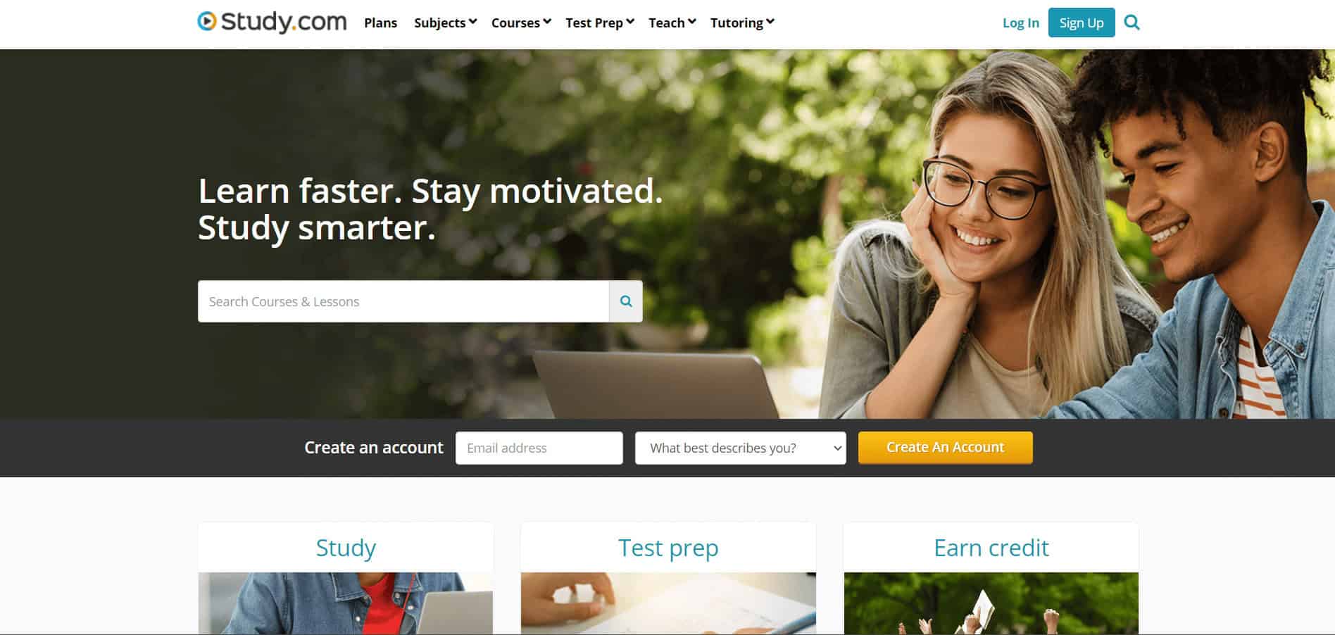Study.com web page. 18 Best Websites like Chegg