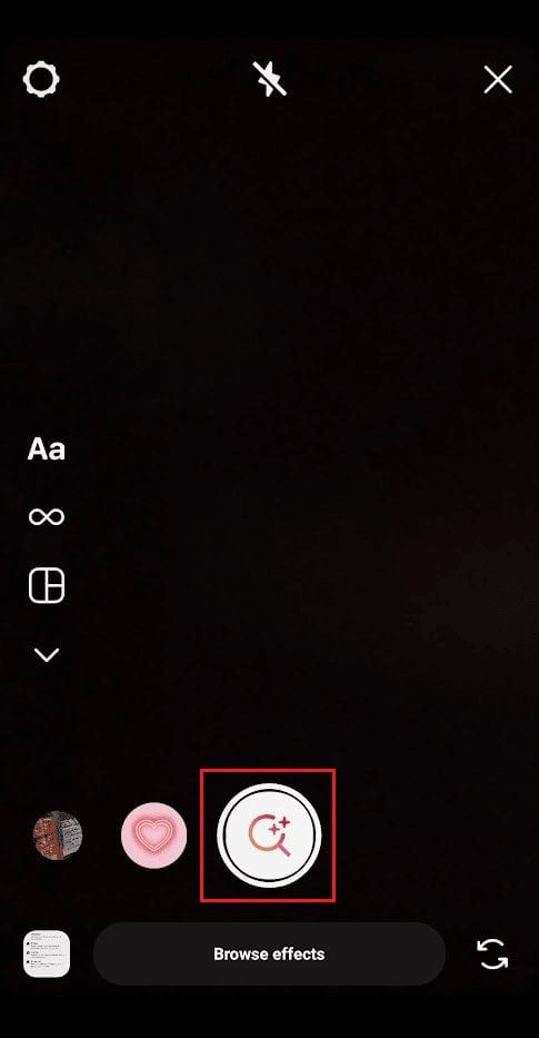 swipe to the end of the IG filters section and tap on the Browse Effects search icon
