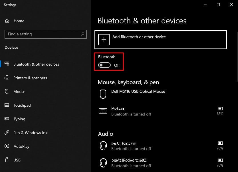 Switch on Bluetooth Services