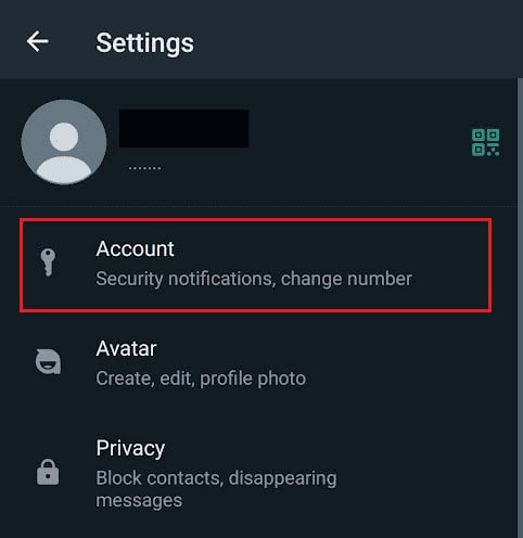 tap on Account