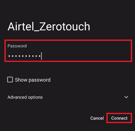 Tap on a Wi Fi connection, add Password, and tap on Connect to switch