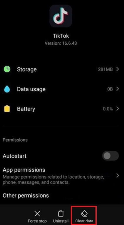Tap on App info followed by Clear data.