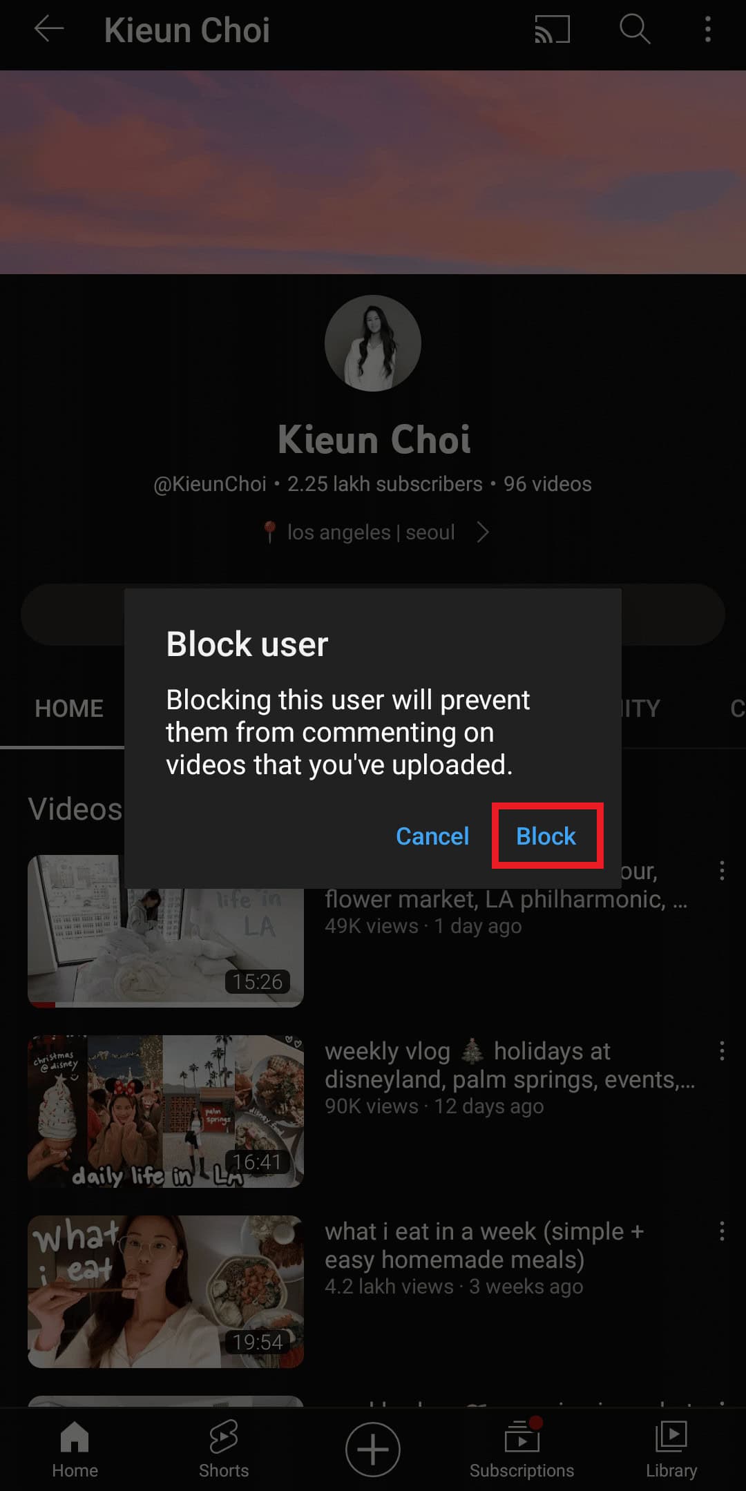 tap on block