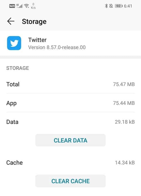 Tap on CLEAR CACHE