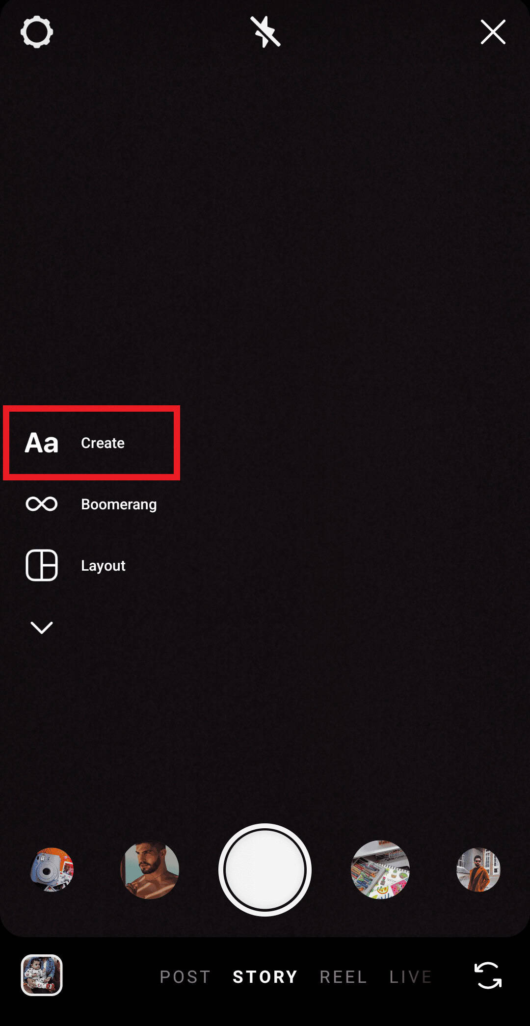 tap on create