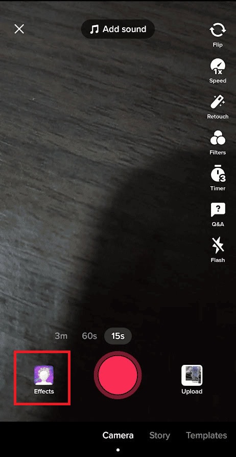 tap on effects on tiktok