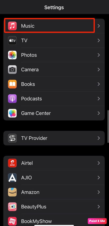 tap on music option