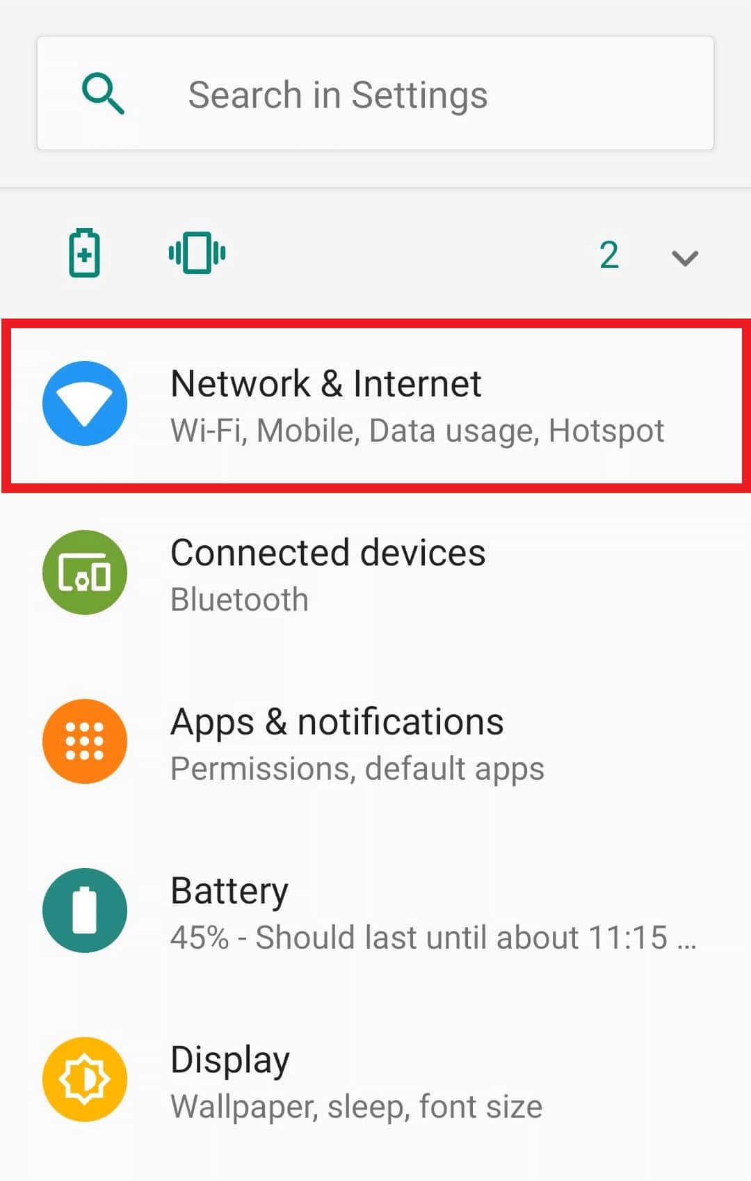 tap on network and internet