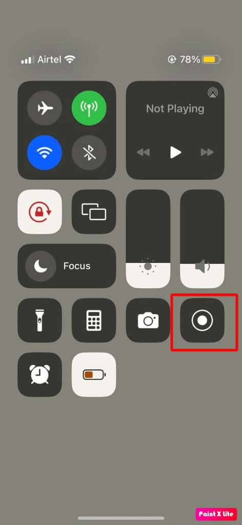 tap on screen recording option