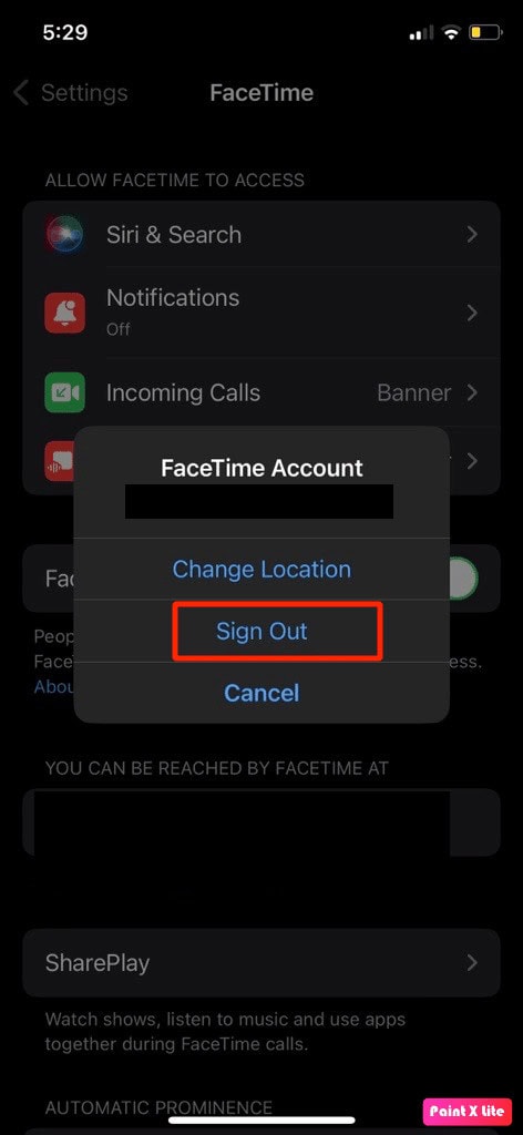 tap on sign out option