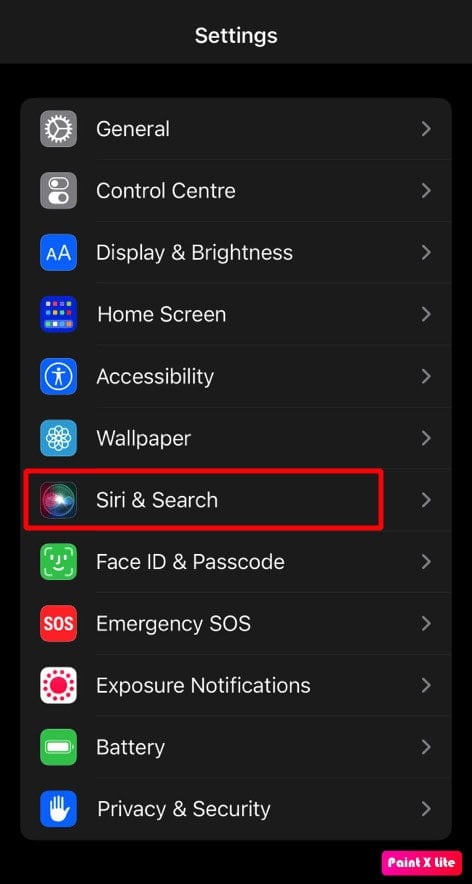 tap on siri & search