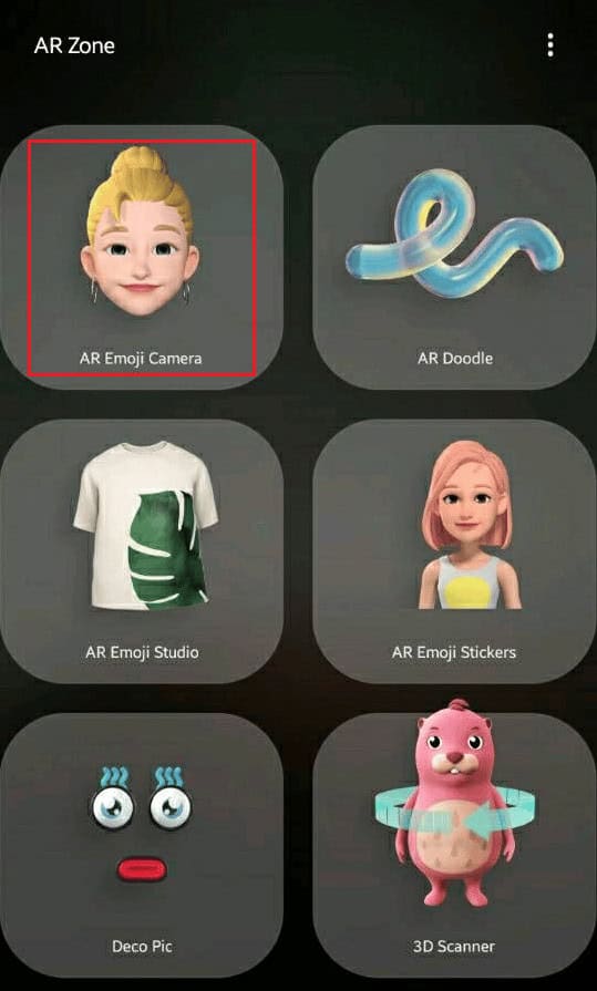 tap on the AR Emoji Camera&nbsp;to capture a picture or a video