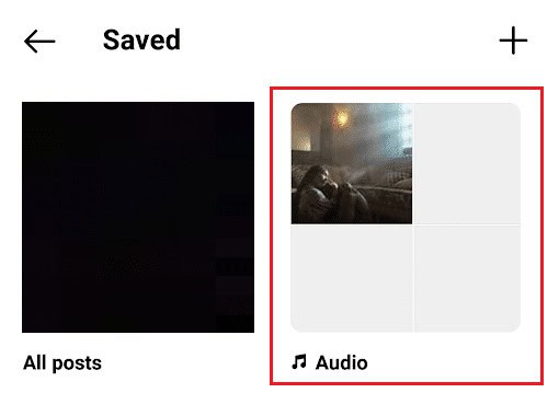 tap on the Audio tab to see the saved audio | How to Save Music on Instagram